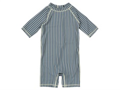 Blå og hvid stribet badeheldragt fra Petit Piao PP418 blue mirage